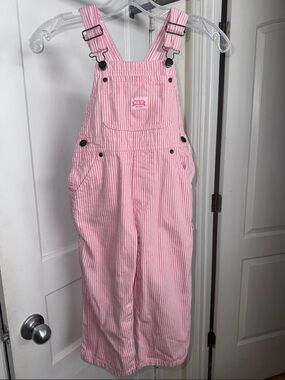 KEY Kids Pink Striped Overalls